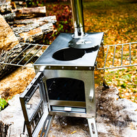 Mini poêle à bois avec plaque de cuisson