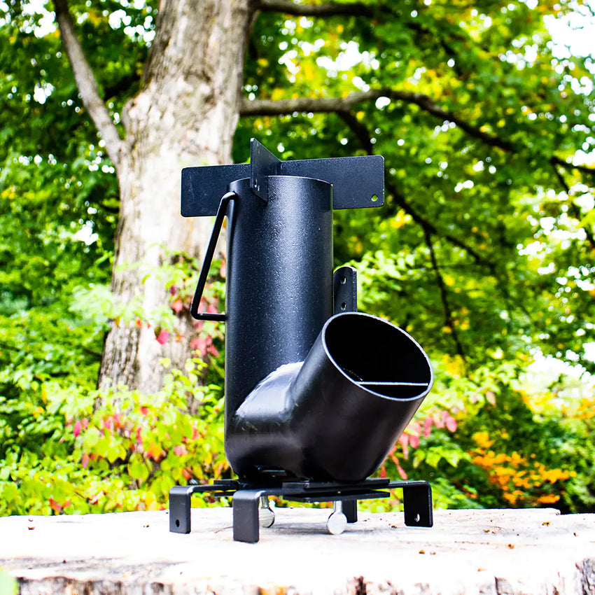 Large vue du poêle rocket