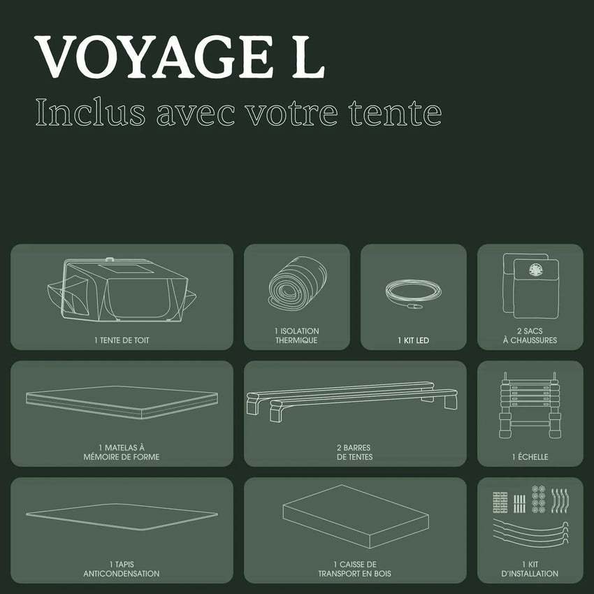 Inclus avec la tente de toit