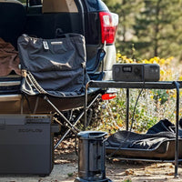 Vue de la batterie nomade en utilisation en camping