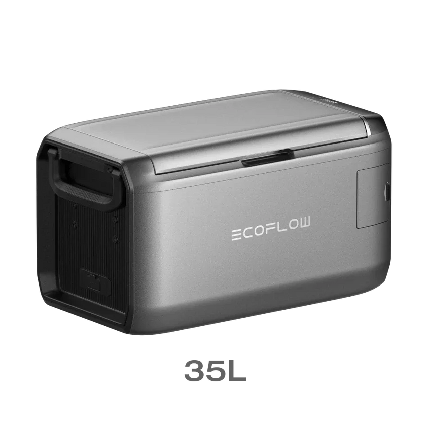 Vue de côté de la glacière à batterie ecoflow