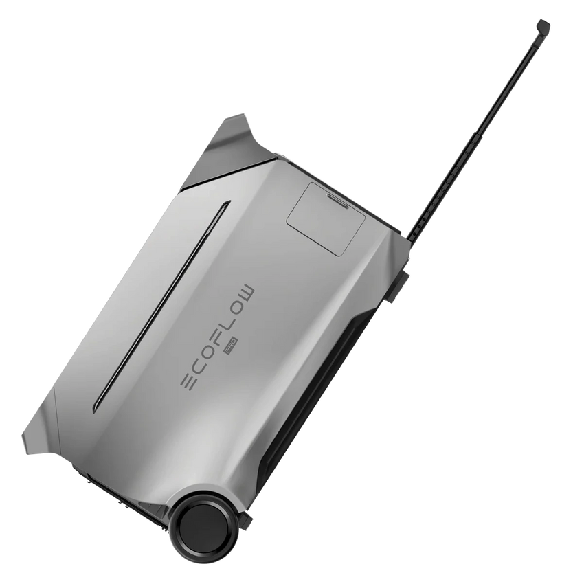 Vue de la centrale électrique portable inclinée avec poignée extensible