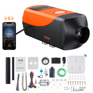 Vue du chauffage au diesel avec accessoires et bluetooth