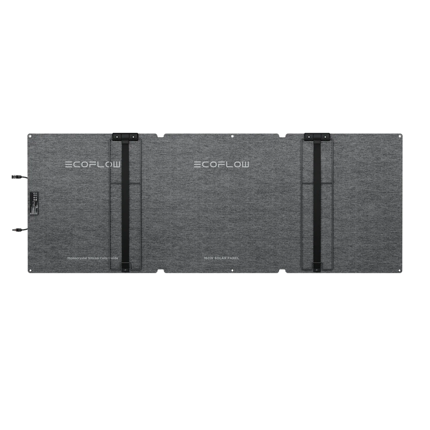 Vue arrière du panneau solaire pliable avec le nom ecoflow