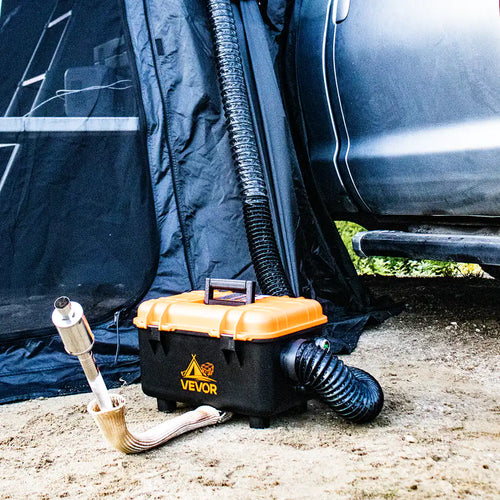 Chauffage pour Tente de Camping vue avec une tente de toit