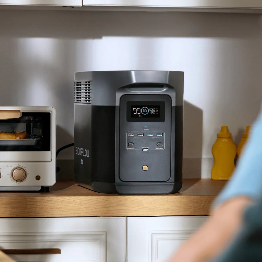 Vue de la station électrique portable en cuisine