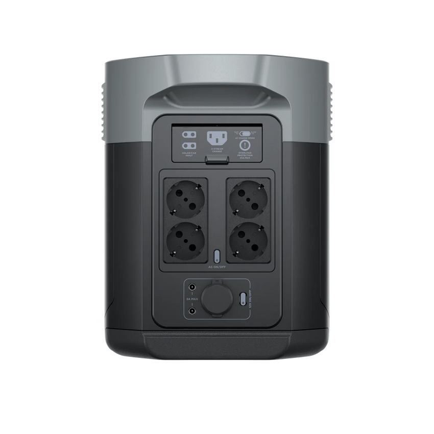 Vue arrière avec les sorties 220V jusqu'à 1800W