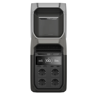 Station éléctrique portable de camping ecoflow delta 3 avec extension de batterie sur le dessus