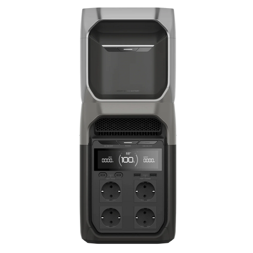 Station éléctrique portable de camping ecoflow delta 3 avec extension de batterie sur le dessus